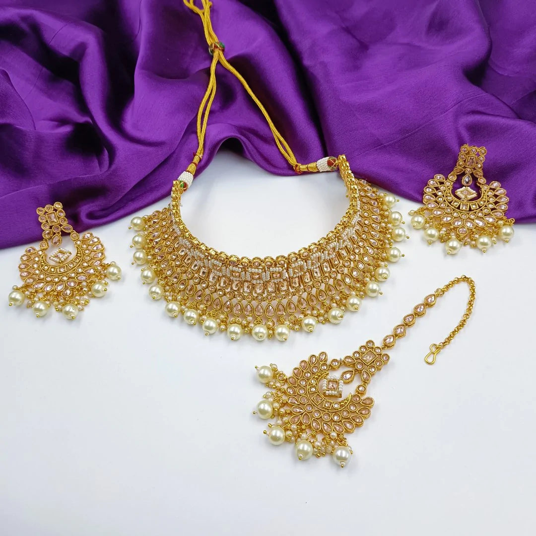 Polaki American Diamond Choker Set Shree Radhe Pearls