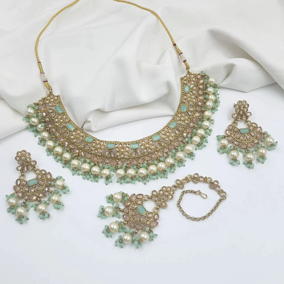Polaki American Diamond Necklace Choker Set Shree Radhe Pearls