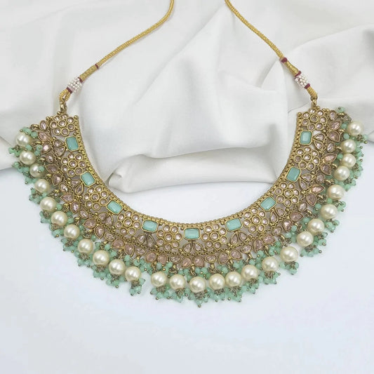 Polaki American Diamond Necklace Choker Set Shree Radhe Pearls