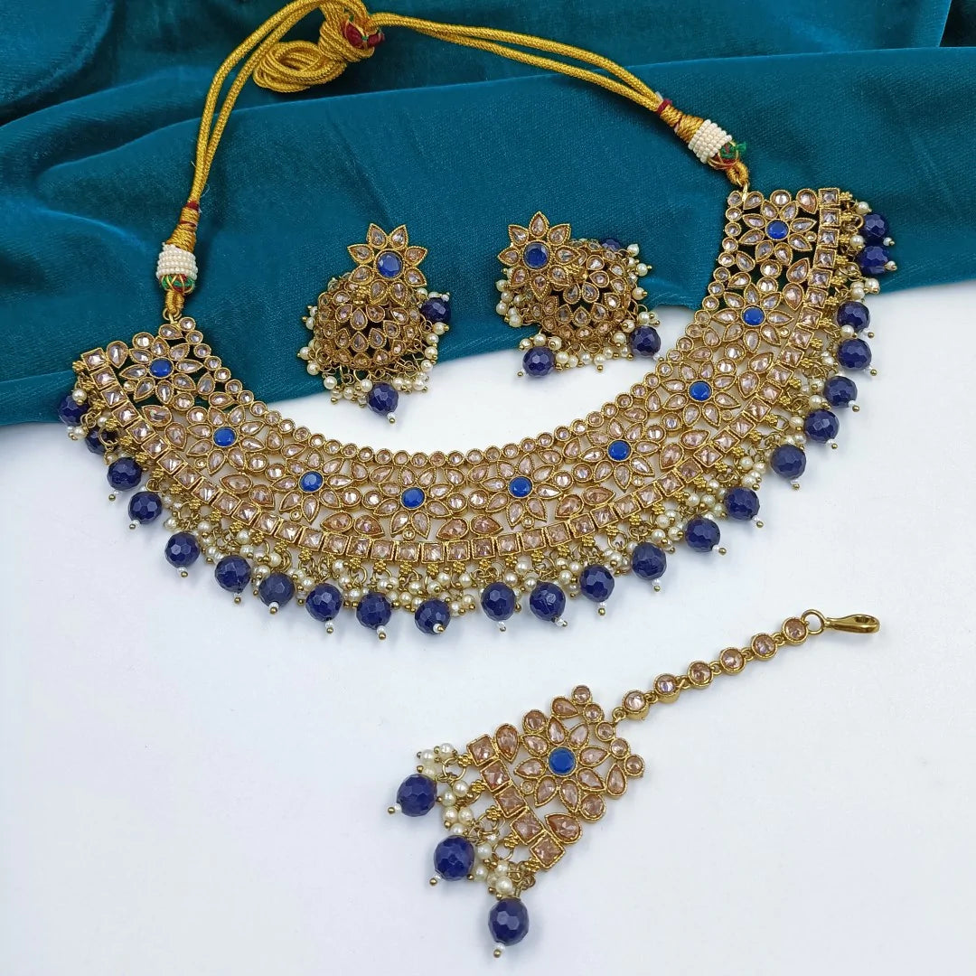 Polaki American Diamond Necklace Set Shree Radhe Pearls