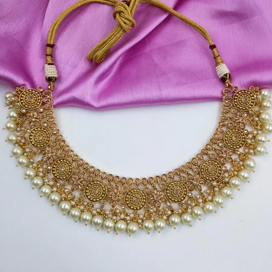 Polaki American Diamond Necklace Set Shree Radhe Pearls