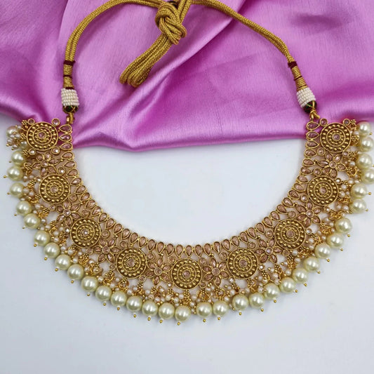 Polaki American Diamond Necklace Set Shree Radhe Pearls