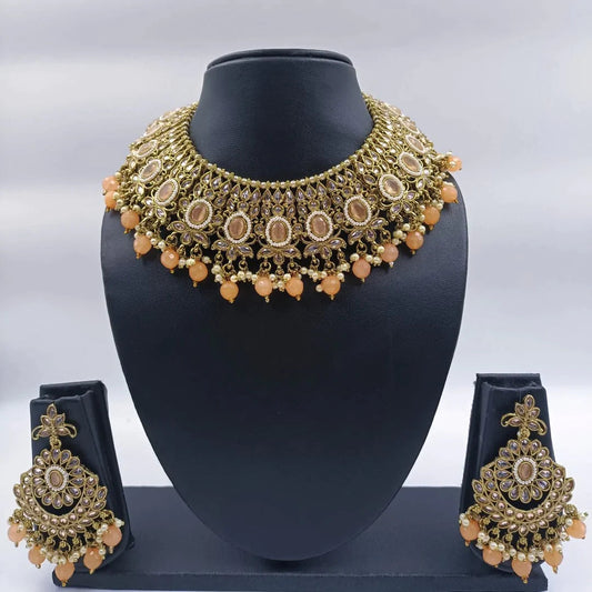 Polaki American Diamond Necklace Set Shree Radhe Pearls