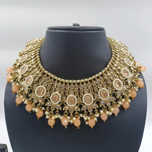 Polaki American Diamond Necklace Set Shree Radhe Pearls