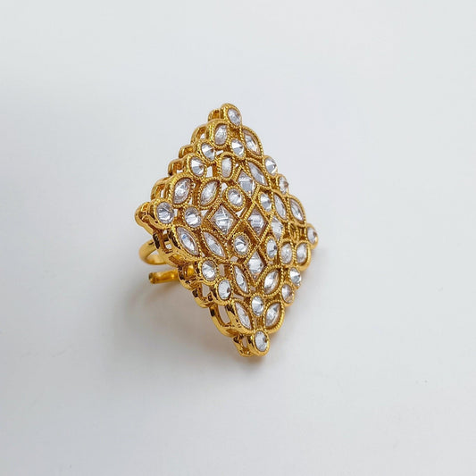 Polki Stone Fancy Finger Ring - Shree Radhe Pearls
