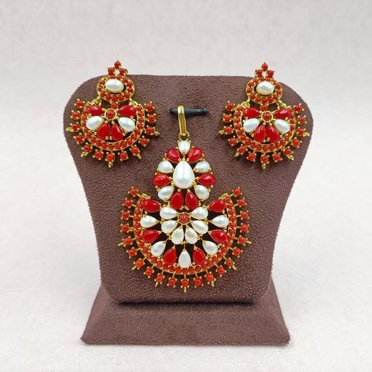Povala & Pearls Studded Broad Pendant Set With Earrings Shree Radhe Pearls