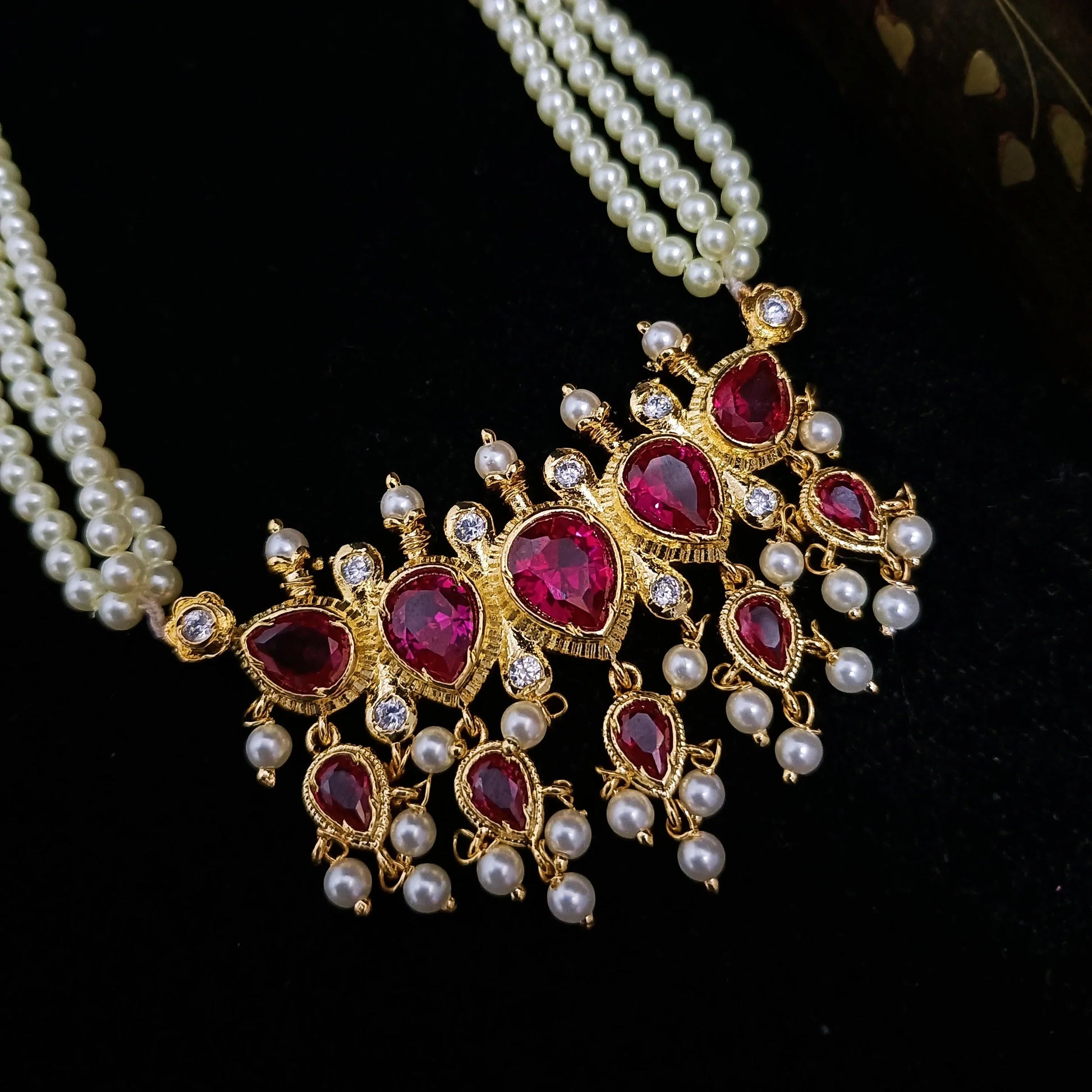 Red Drop Diamond Traditional Tanmani - Shree Radhe Pearls