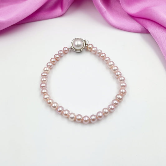 Rose Gold Finish Flat Pearls Bracelet Shree Radhe Pearls