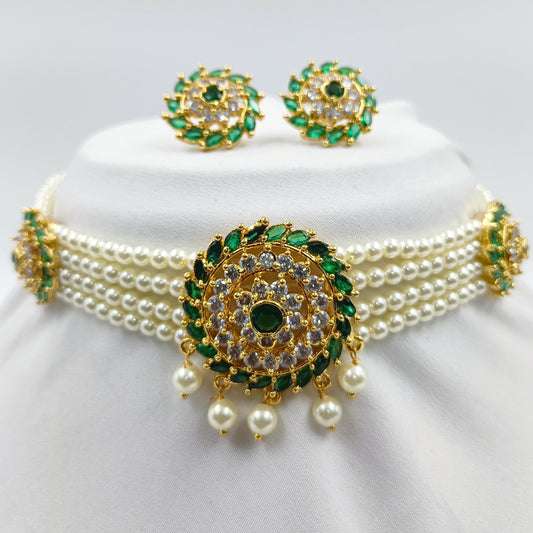 Round Shape Pendent Pearls Choker Set - Shree Radhe Pearls