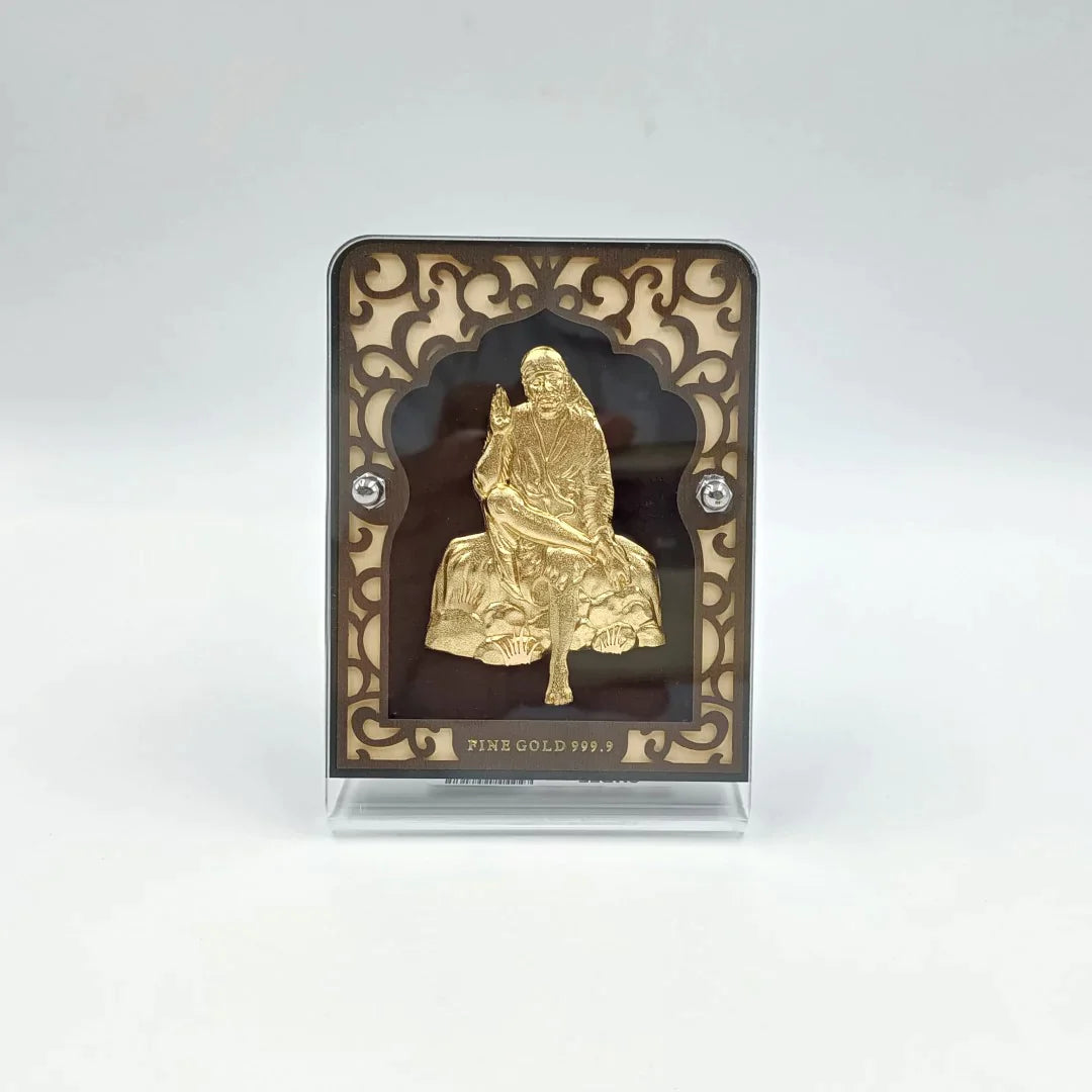 Sai Baba 24K Gold Plating Frame Shree Radhe Pearls
