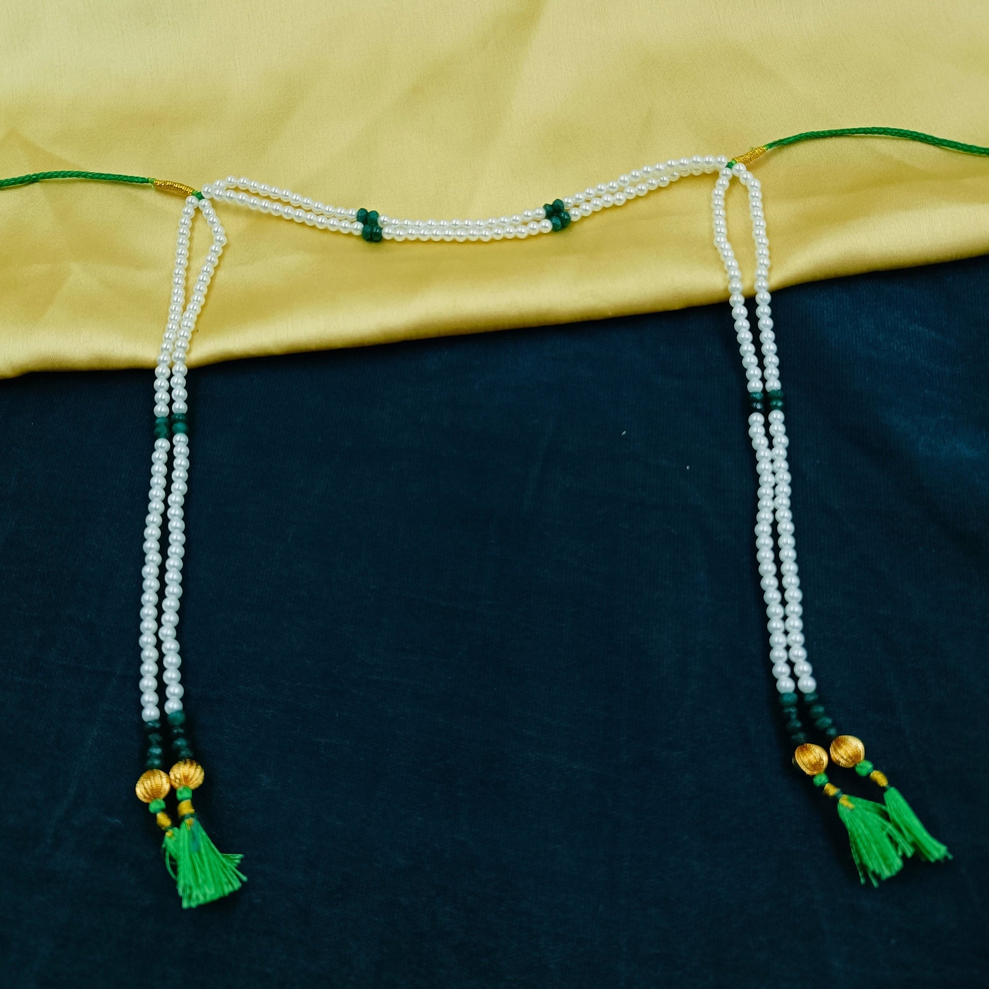 Semi Cultured Pearls With Green Beads Mundavali Shree Radhe Pearls