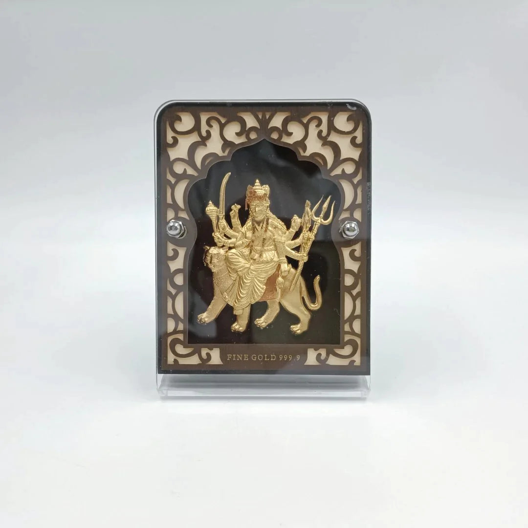 Shri Durgamata 24K Gold Plating Frame Shree Radhe Pearls