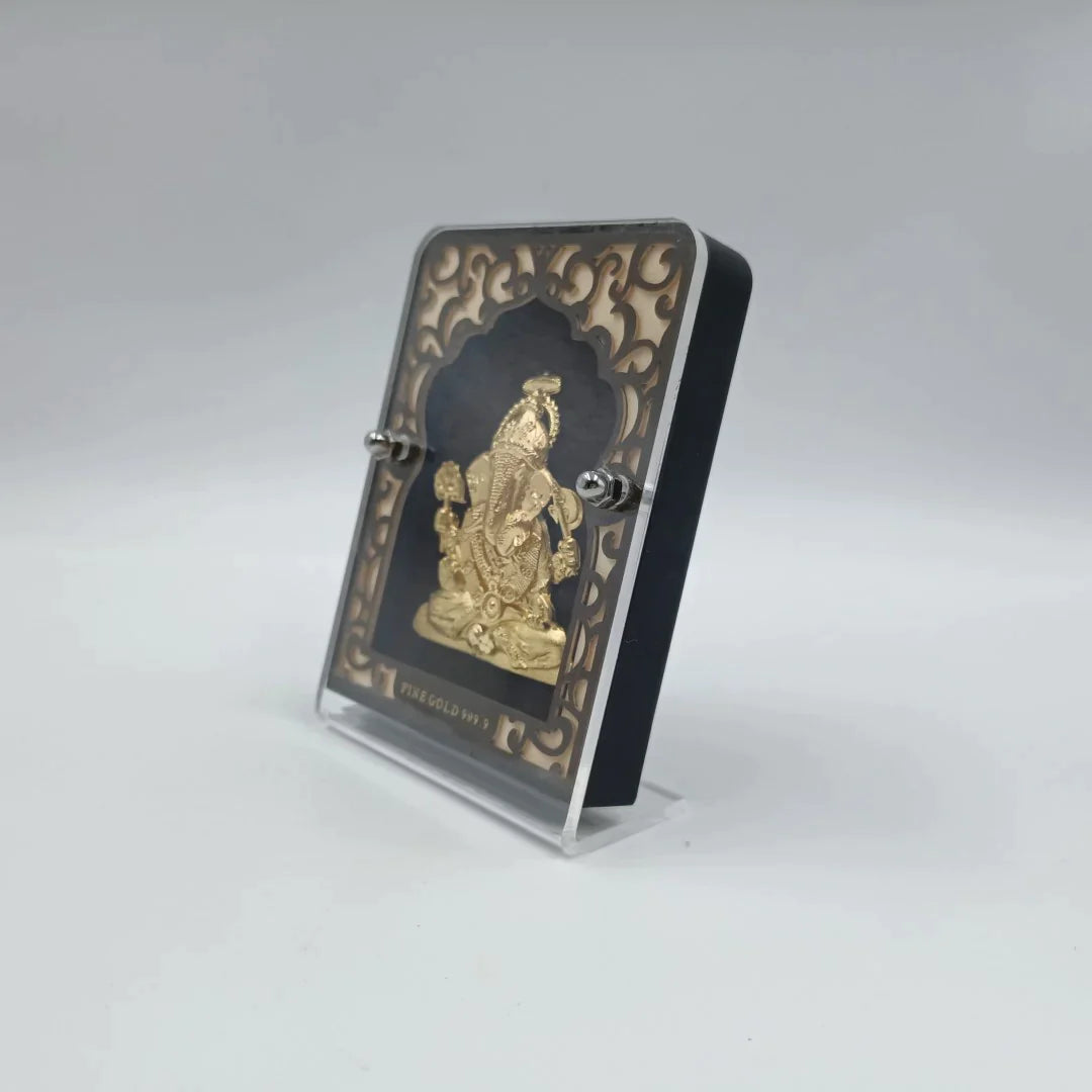 Shri Ganesha 24K Gold Plating Frame Shree Radhe Pearls