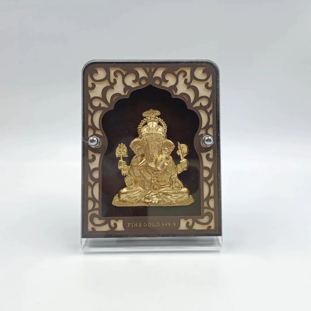 Shri Ganesha 24K Gold Plating Frame Shree Radhe Pearls