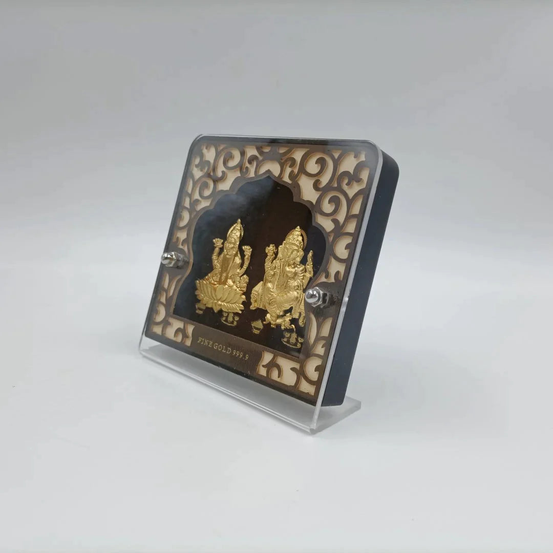 Shri Ganesha & Laxmi 24K Gold Plating Frame Shree Radhe Pearls