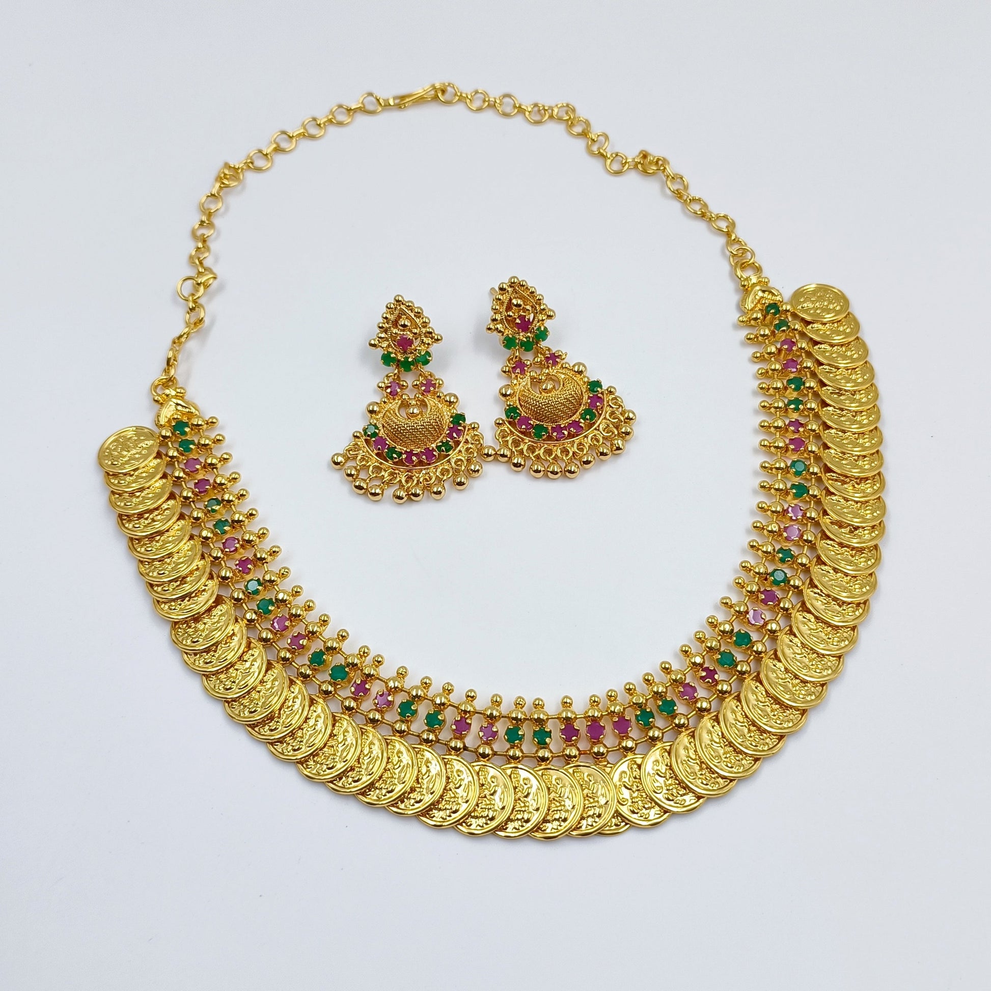 South Indian Short Necklace Set With Earrings Shree Radhe Pearls