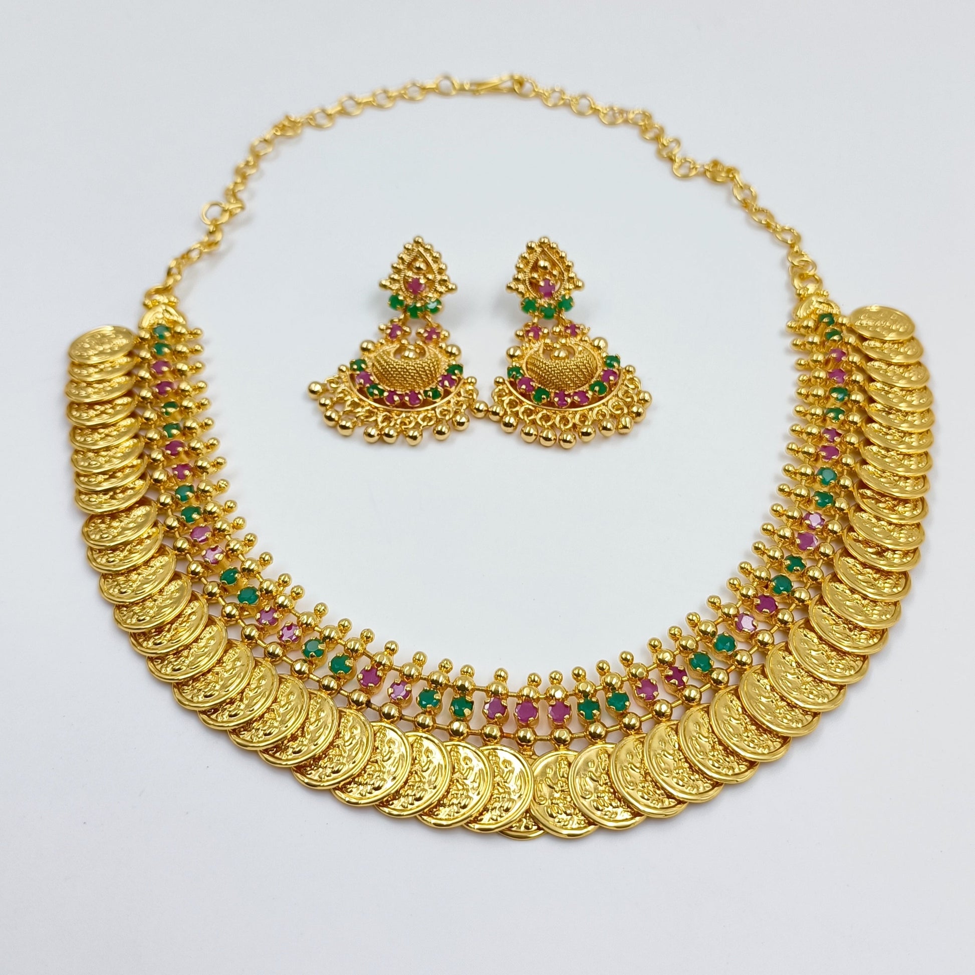 South Indian Short Necklace Set With Earrings Shree Radhe Pearls