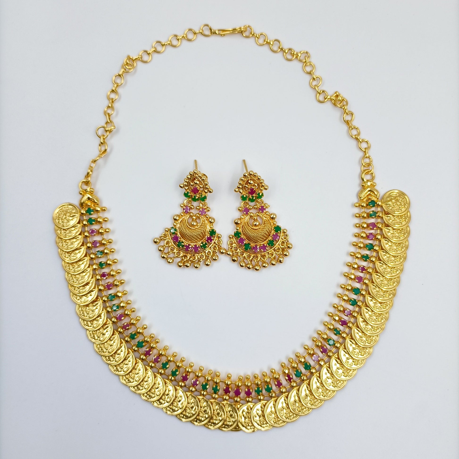 South Indian Short Necklace Set With Earrings Shree Radhe Pearls