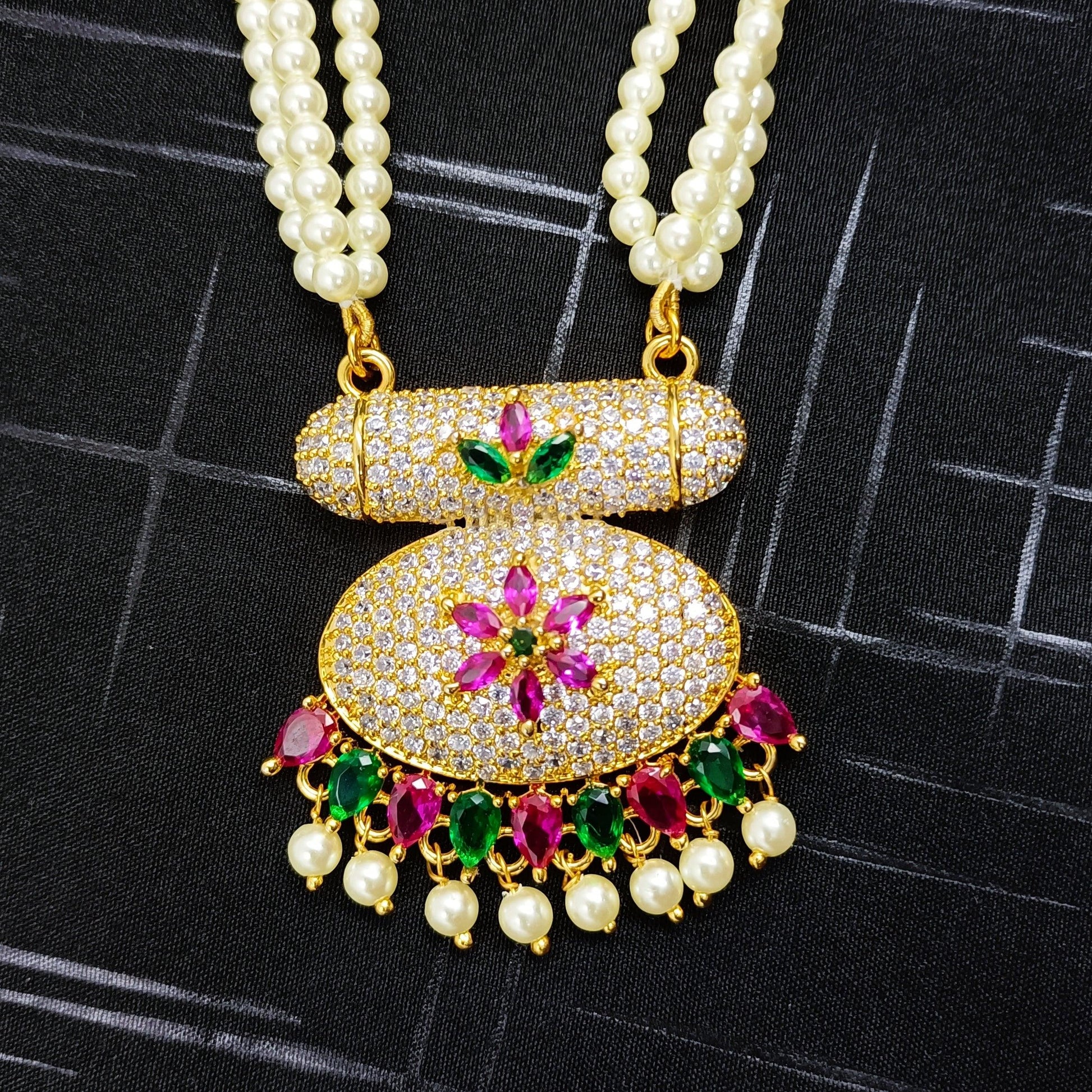 Sparkle Diamonds Adjustable Thread Traditional Tanmani Shree Radhe Pearls