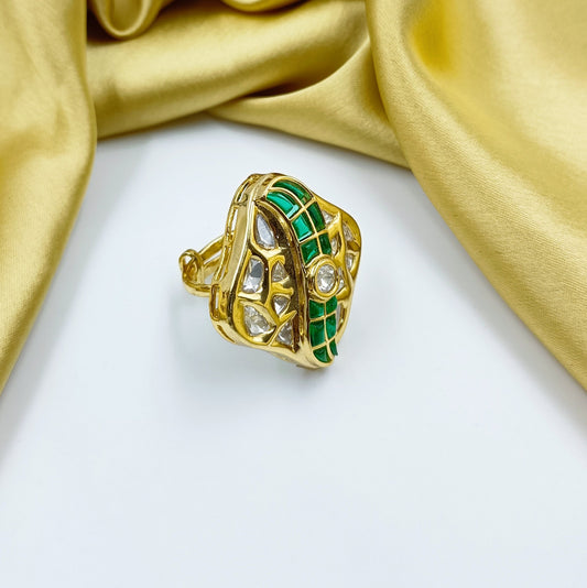 Square Shaped  Kundan Studded Finger Ring Shree Radhe Pearls
