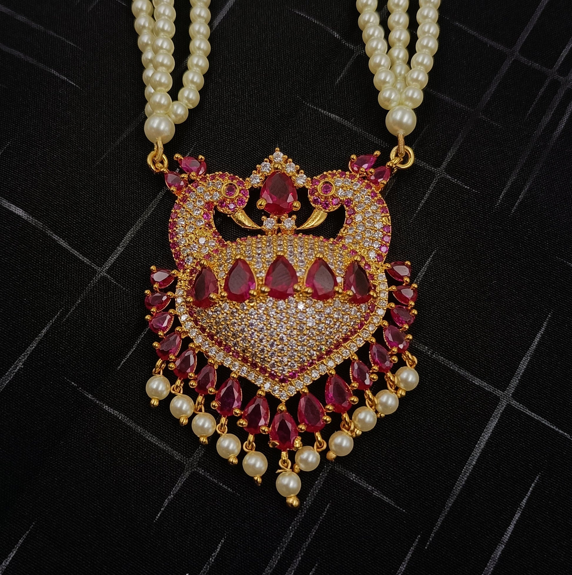 Stylish Peacock Designer Tanmani Necklace Set Shree Radhe Pearls