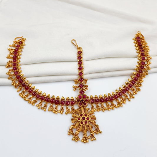 Temple Finish Floret Designer Matha Patti Shree Radhe Pearls