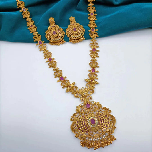 Temple Long Set Shree Radhe Pearls