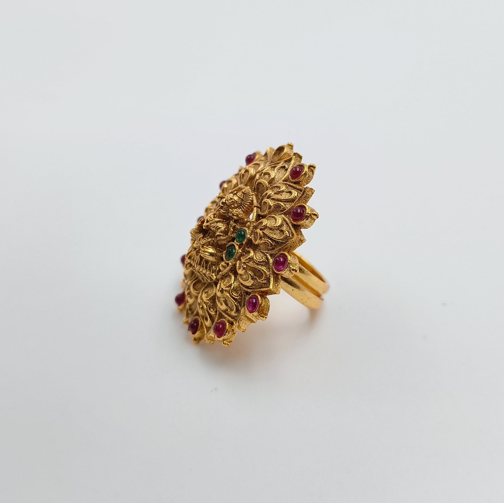 Temple Multicolor Lakshmi Design Finger Ring Shree Radhe Pearls