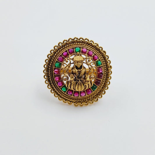 Temple Design Multicolor Finger Ring - Shree Radhe Pearls
