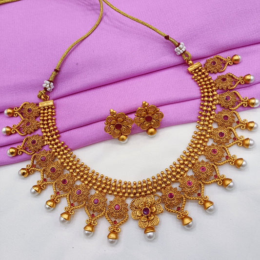 Temple Necklace Set - Shree Radhe Pearls