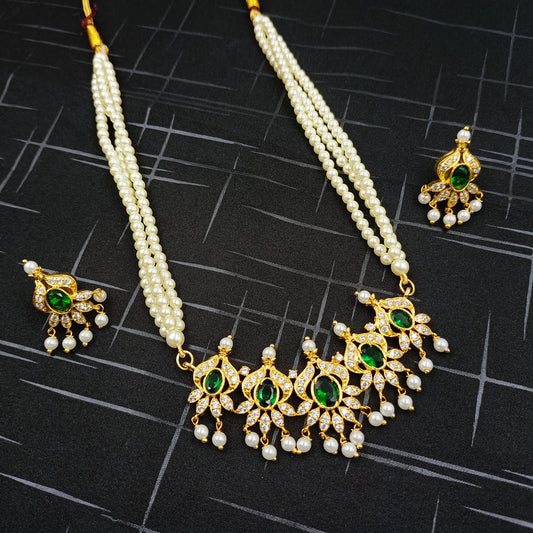 Traditional Green Color Tanmani Set Shree Radhe Pearls