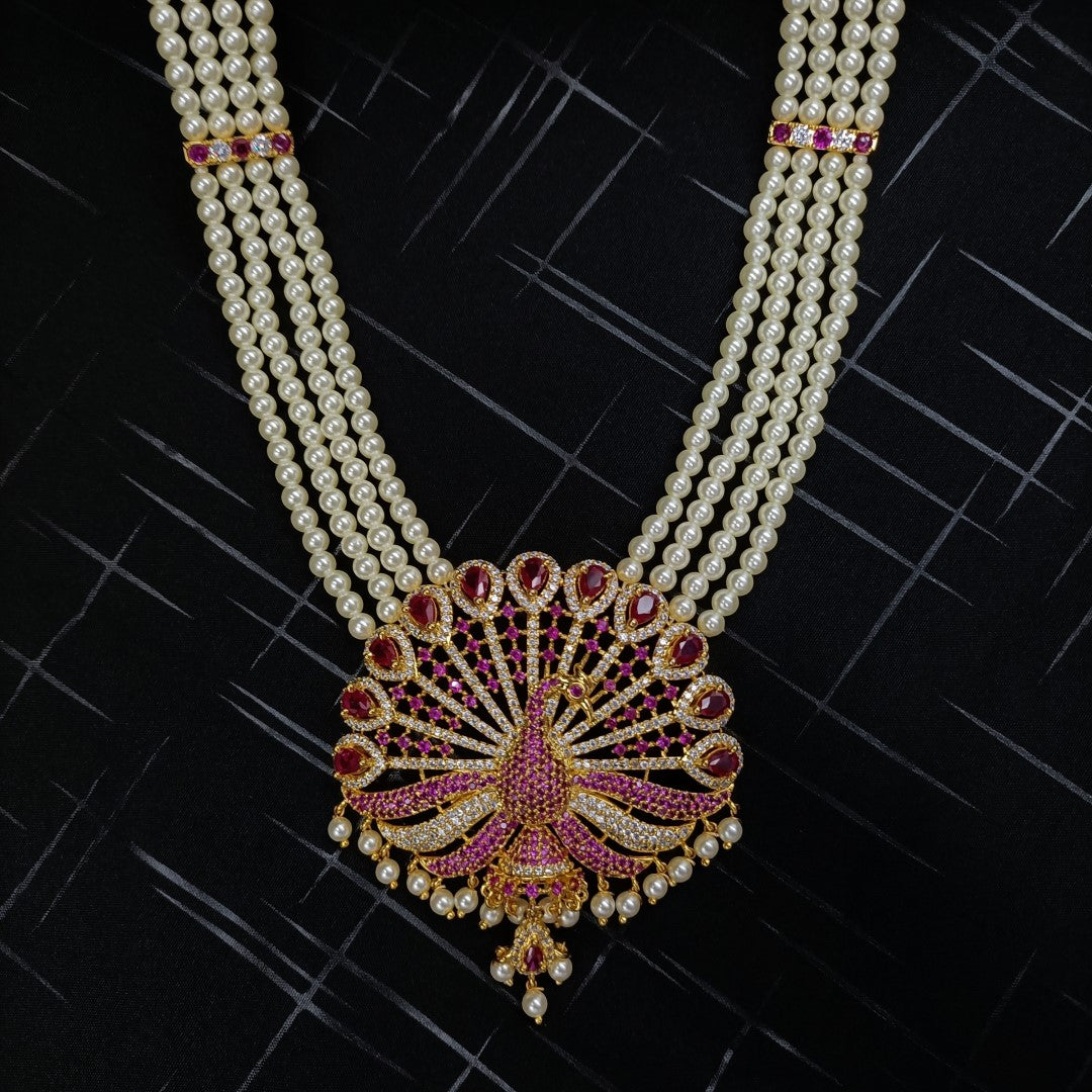 Traditional Long Pearl Ranihaar Set With Earrings Shree Radhe Pearls