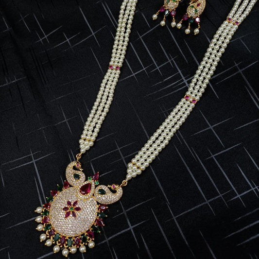 Traditional Maharashtrian Pearl RaniHaar With Earrings Shree Radhe Pearls