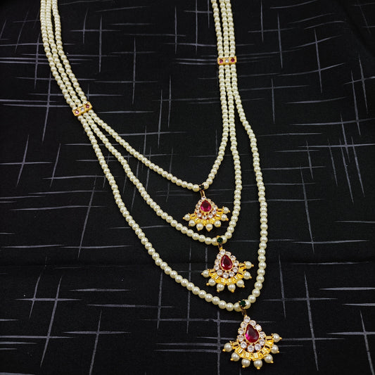 Traditional Three Layer Droplet Designer Ranihaar Shree Radhe Pearls