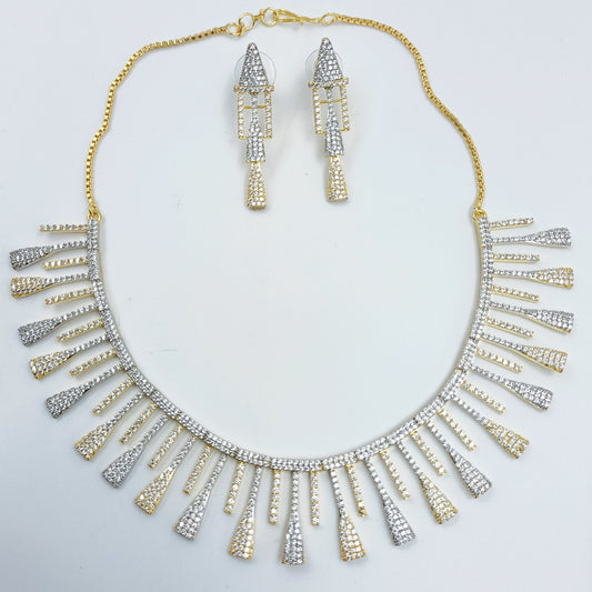 Triangle Shape Cz Stone Necklace Set Shree Radhe Pearls