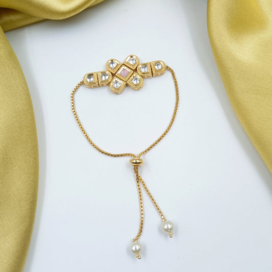 Unique Designer Kundan Studded Chain Bracelet Shree Radhe Pearls