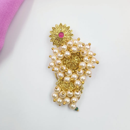 Unique Floret Designer  Broad Nath Shree Radhe Pearls